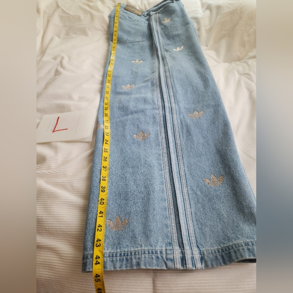 Adidas Rhinestone denim pants Glittery Logo Rhinestones Clear Blue. PANTS ONLY!! - Picture 8 of 16